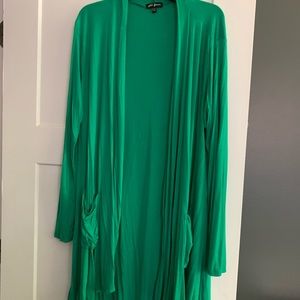 Kelly Green open front Sweater with pockets